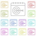 Calendar, target multi color icon. Simple thin line, outline vector of calendar icons for ui and ux, website or mobile application Royalty Free Stock Photo