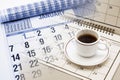 Calendar and Tea Ccup Royalty Free Stock Photo