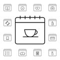 Calendar, tea, coffee, cup flat vector icon in calendar pack Royalty Free Stock Photo