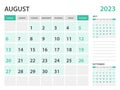 Calendar 2023 template-August 2023 year, monthly planner, Desk Calendar 2023 template, Wall calendar design, Week Start On Sunday