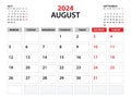 Calendar 2024 template, August 2024 year, planner template, monthly and yearly planners, week start monday, wall calendar design,