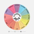 2019 Calendar Template.Circle calendar template.Calendar 2019 Se