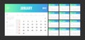 2022 calendar template. Colorful business planner in minimalist style. Week starts from Sunday. Flat vector illustration Royalty Free Stock Photo