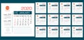 Calendar 2020 template creative design Set of 12 Months, Week starts Sunday