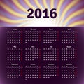 Calendar 2016 template design Royalty Free Stock Photo