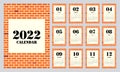 Calendar template design for 2022, printable monthly planner minimal flat design style