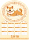 Calendar Template With Dog Year 2018