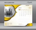 Calendar 2024 template on gold backgrounds luxurious concept, July 2024 template, Desk calendar 2024 design, Wall calendar