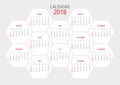 Calendar 2018 template. Hexagon shape