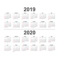 Calendar 2019 and 2020