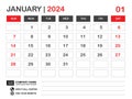 Calendar 2024 template, January 2024 layout, Desk calendar 2024 year, Wall calendar design, Week starts on sunday, Planner,