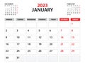 Calendar 2023 template, January 2023 year, planner template, monthly and yearly planners, week start monday, wall calendar design