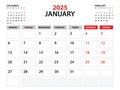 Calendar 2025 template, January 2025 year, planner template, monthly and yearly planners, week start monday, wall calendar design