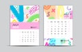 Calendar 2020 template, JULY, Desk calendar 2020, memphis style backgrounds, vector layout, printing media, advertisement, a4