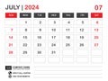 Calendar 2024 template July 2024 layout, Desk calendar 2024 year, Wall calendar design, Week starts on sunday, Planner, Printing