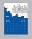 Calendar 2020 template, JUNE, Desk Calendar for 2020 year, week start on sunday, planner design, wall calendar,