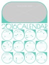 Calendar 2016 template Royalty Free Stock Photo