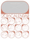 Calendar 2016 template Royalty Free Stock Photo