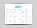 Calendar 2024 template - 12 months yearly calendar set in 2024, Planner, wall calendar 2024