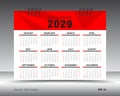 Calendar 2029 template, 12 months yearly calendar set in 2029 year, Desk calendar 2029 design, wall calendar, brochure flyer,