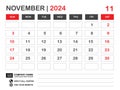 Calendar 2024 template, November 2024 layout, Desk calendar 2024 year, Wall calendar design, Week starts on sunday, Planner,