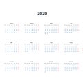 Calendar 2020 template.