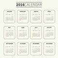 Calendar template for 2016