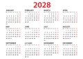 Calendar 2028 template, Planner 2028 year, Wall calendar 2028 template, Week Starts Monday, Set of 12 calendar, advertisement