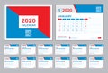 Calendar 2020 Template, Set Desk Calendar design, Set of 12 calendar pages  with Cover design vector, wall Calendar Royalty Free Stock Photo