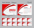 Calendar 2024 Template Set Vector, Week Starts Sunday, Set Of 12 Month, Desk Calendar 2024 Year, Wall Calendar 2024, Planner,