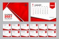 Calendar 2027 template set vector, Week starts Sunday, set of 12 month, Desk calendar 2027 year, wall calendar 2027, planner,