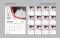 Calendar 2024 template Set, Wall calendar 2024 design can be place for photo and company Logo, Week Starts on Sunday, Set of 12 Royalty Free Stock Photo