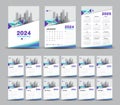 Calendar 2024 template set and 2025 year minimal background, wall calendar 2024, Desk calendar 2024 set, cover design, Set of 12