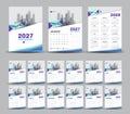 Calendar 2027 template set and 2028 year minimal background, wall calendar 2027, Desk calendar 2027 set, cover design, Set of 12