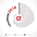 2018 Calendar Template.Spiral calendar.Calendar 2018 Set of 12 M