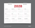 Calendar 2028 template vector, Set of 12 calendar in 2028, wall calendar 2028 year, business template, print media, advertisement