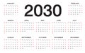 Calendar 2030 template vector. Set of 12 Months calendar 2030 year for Desk calendar 2030 design, wall calendar 2030 template
