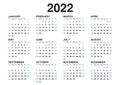 Calendar 2022 template vector, simple minimal design, Planner 2022 year, Wall calendar 2022 year