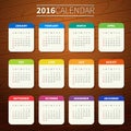 Calendar template 2016