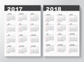 Calendar Template for 2017 and 2018 years.