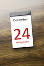 a calendar the 24th of December Christmas Eve text in german lan