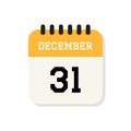 Calendar 31th of December flat icon on white background Royalty Free Stock Photo
