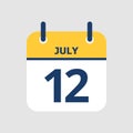 Calendar 12th of July