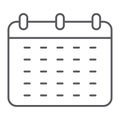 Calendar thin line icon, reminder and date, schedule sign, vector graphics, a linear pattern on a white background.