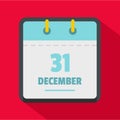 Calendar thirty first december icon, flat style Royalty Free Stock Photo