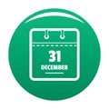 Calendar thirty first december icon vector green Royalty Free Stock Photo