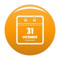 Calendar thirty first december icon vector orange