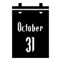 Calendar thirty first of October icon