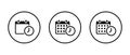Calendar with time icon set on circle line. Date with clock sign symbol