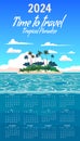 Calendar 2024 Time to Travel wall poster Seychelles vintage